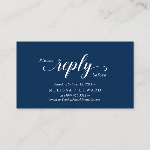 Elegant Rustic Navy Blue RSVP respond Reply Enclosure Card