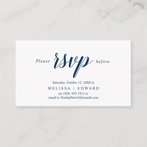 Elegant Rustic Navy Blue RSVP respond Reply Enclosure Card