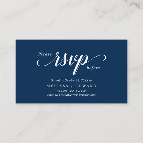 Elegant Rustic Navy Blue RSVP respond Reply Enclosure Card