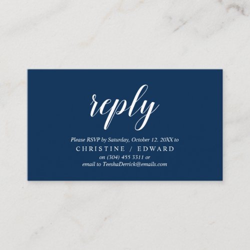 Elegant Rustic Navy Blue RSVP respond Reply Enclosure Card