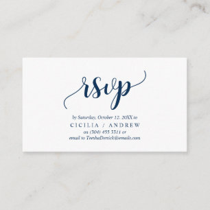 Elegant Rustic Navy Blue, Wedding RSVP, respond Enclosure Card