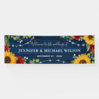 Elegant Rustic Navy Sunflower Rose Welcome Wedding