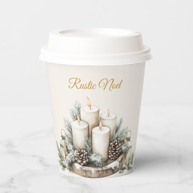 Elegant Rustic Noel Christmas Paper Cups (Front)