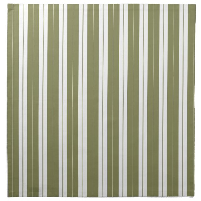 Elegant Rustic Olive Green French Stripe Cloth Napkin (Front)