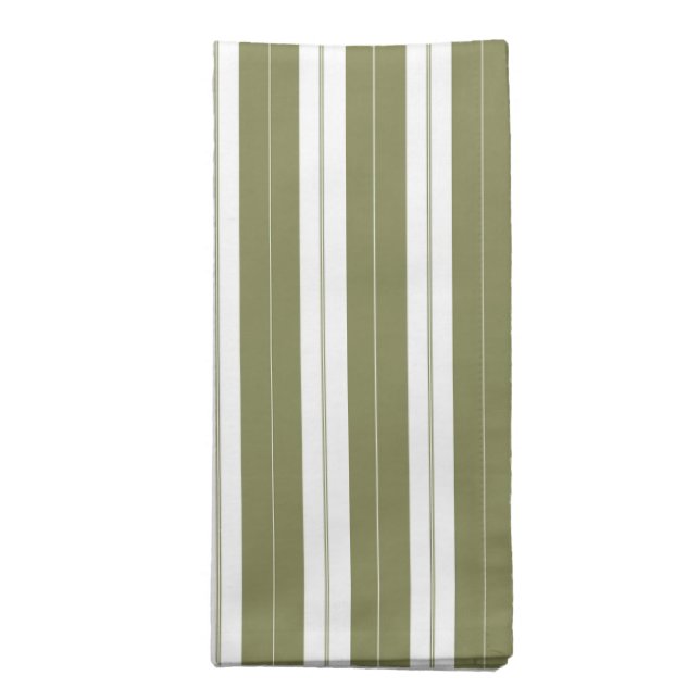 Elegant Rustic Olive Green French Stripes  Cloth Napkin (Folded)