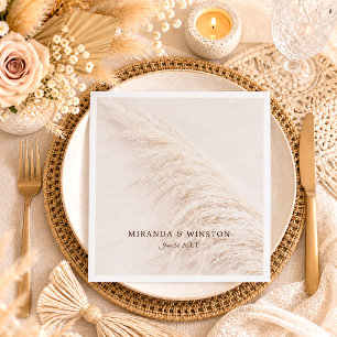 Elegant Rustic Pampas Grass Wedding Napkins