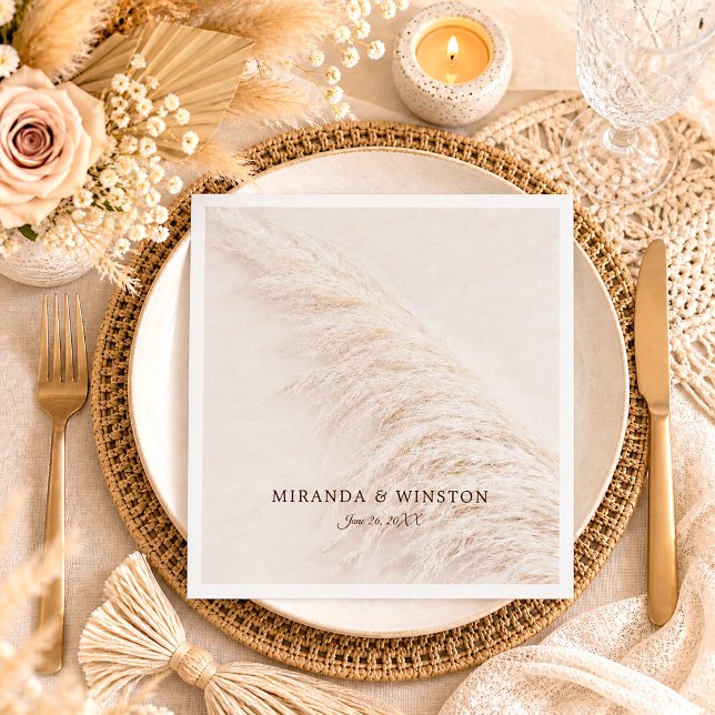 Elegant Rustic Pampas Grass Wedding Napkins (Creator Uploaded)