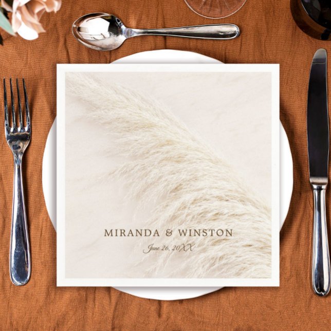 Elegant Rustic Pampas Grass Wedding Napkins (Creator Uploaded)