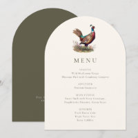 Elegant Rustic Pheasant Fall Hunting Menu Card