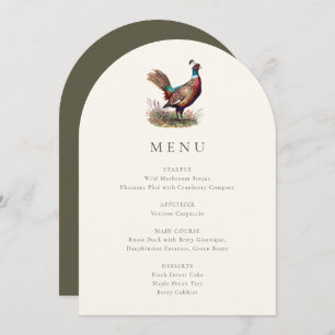 Elegant Rustic Pheasant Fall Hunting Menu Card