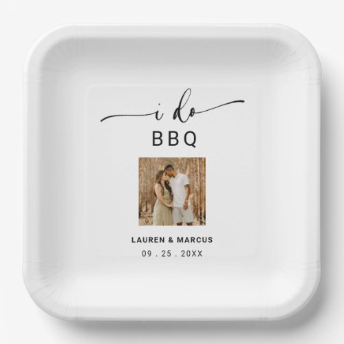 Elegant Rustic Photo I Do BBQ  Paper Plates