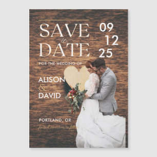 Elegant Rustic Photo Save The Date Wedding  Magnetic Invitation