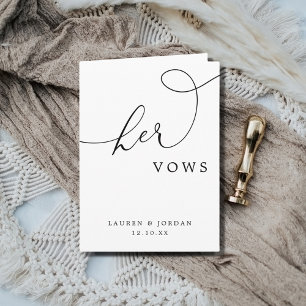Elegant Rustic Photo Wedding Her Vows Card