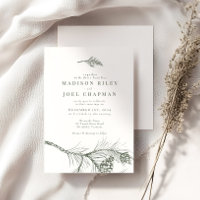 Elegant Rustic Pine Branch Wedding Invitation