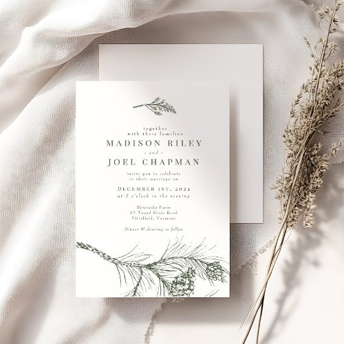 Elegant Rustic Pine Branch Wedding Invitation