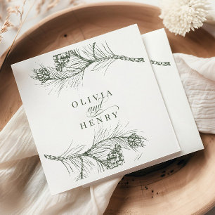Elegant Rustic Pine Branch Woodland Wedding Napkins