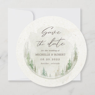 elegant rustic pine trees photo Save The Date Card