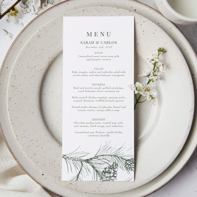 Elegant Rustic Pine Woodland Wedding Menu (Creator Uploaded)