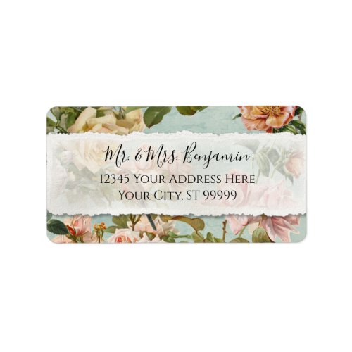 Elegant Rustic Pink Floral Wedding Return Address Label