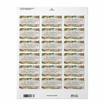 Elegant Rustic Pink Floral Wedding Return Address Label | Zazzle