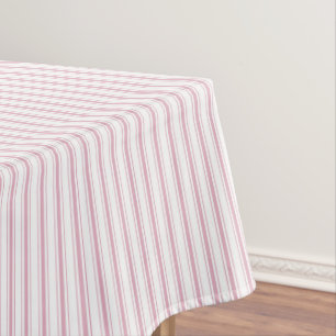 Elegant Rustic Pink French Country Stripes Tablecloth