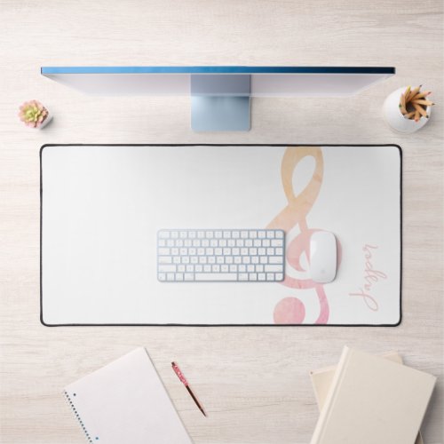 Elegant Rustic Pink Grunge Music Art Monogram Name Desk Mat