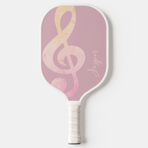 Elegant Rustic Pink Grunge Music Art Monogram Name Pickleball Paddle