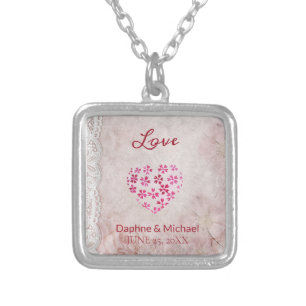 Elegant Rustic Pink Modern Simple Chic Heart Silver Plated Necklace