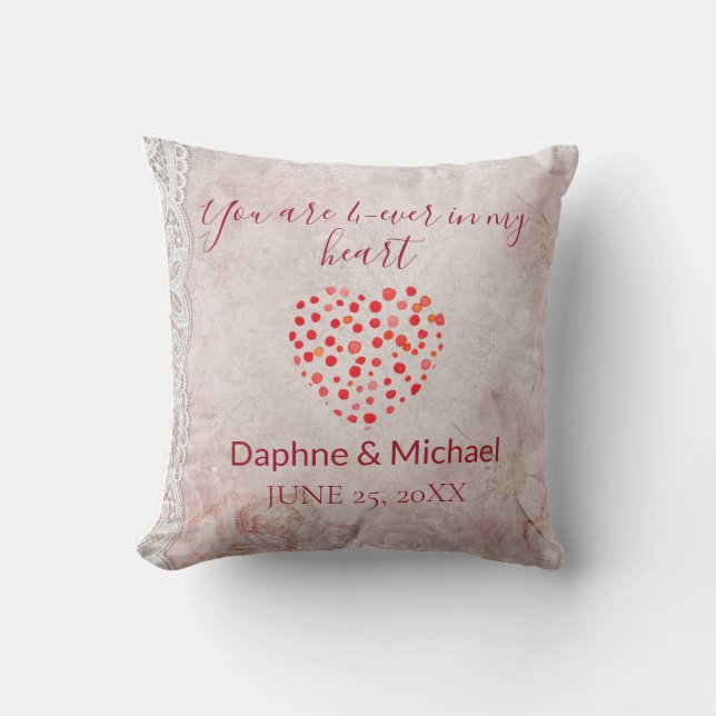 Elegant Rustic Pink Modern Simple Chic Heart Throw Pillow (Front)