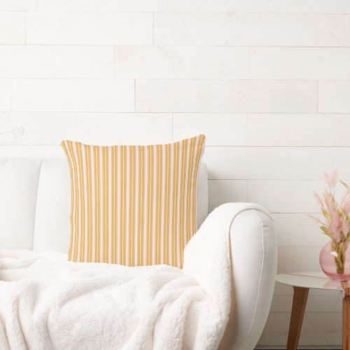 Elegant Rustic Pink Mustard Ticking Stripes Throw Pillow