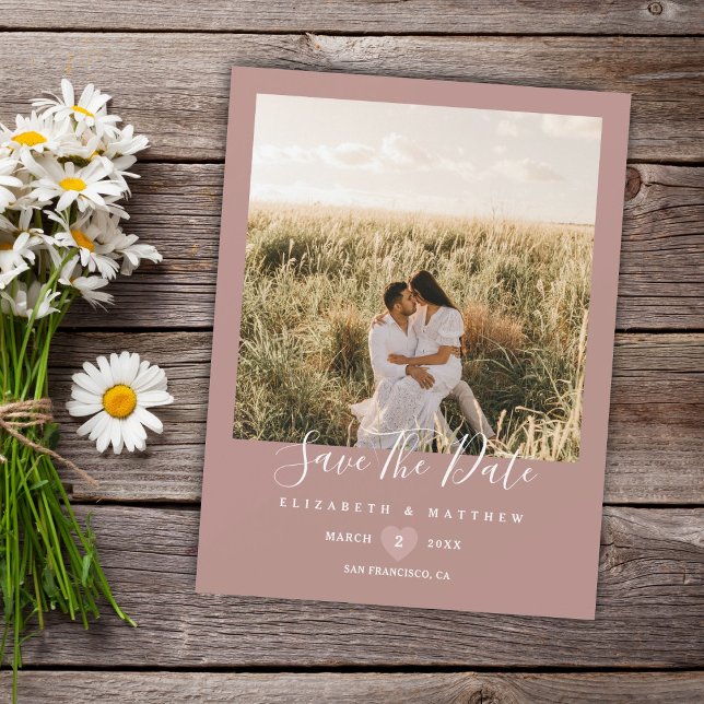 Elegant Rustic Pink Photo Wedding Save The Date (Creator Uploaded)