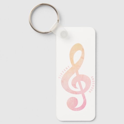 Elegant Rustic Pink Treble Music Art Monogram Name Keychain