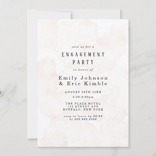 Elegant Rustic Pink Watercolor Engagement Party Invitation