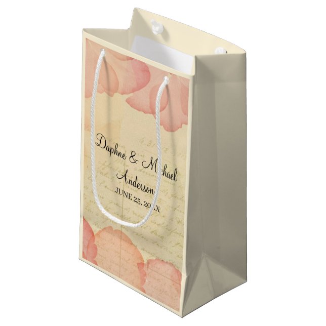 Elegant Rustic Pink Wedding Modern Simple Chic Small Gift Bag (Front Angled)