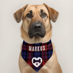 Elegant Rustic Plaid Bone Custom Tartan Pet Bandana Collar