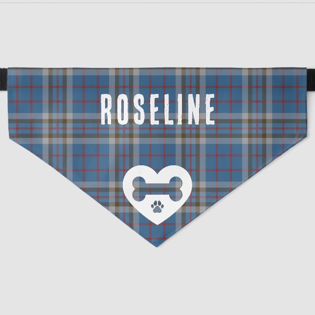 Elegant Rustic Plaid Classic Tartan Custom Pet Bandana Collar (Front)