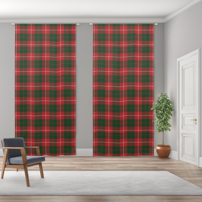 Elegant Rustic Plaid Red Green Tartan Blackout Curtains (Wide)