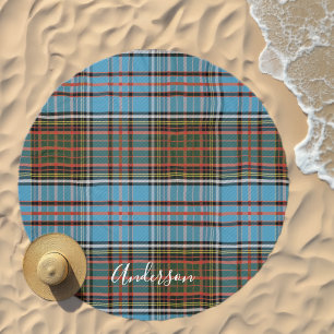 Elegant Rustic Plaid Script Anderson Tartan Beach Towel