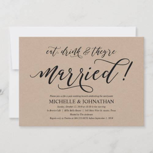 Elegant Rustic Post Wedding Brunch Invitation Card