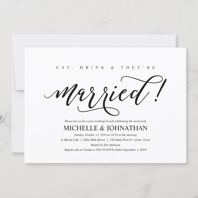 Elegant Rustic Post Wedding Brunch Invitation Card (Front)