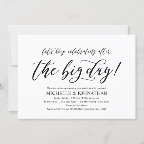 Elegant Rustic Post Wedding Brunch Invitation Card