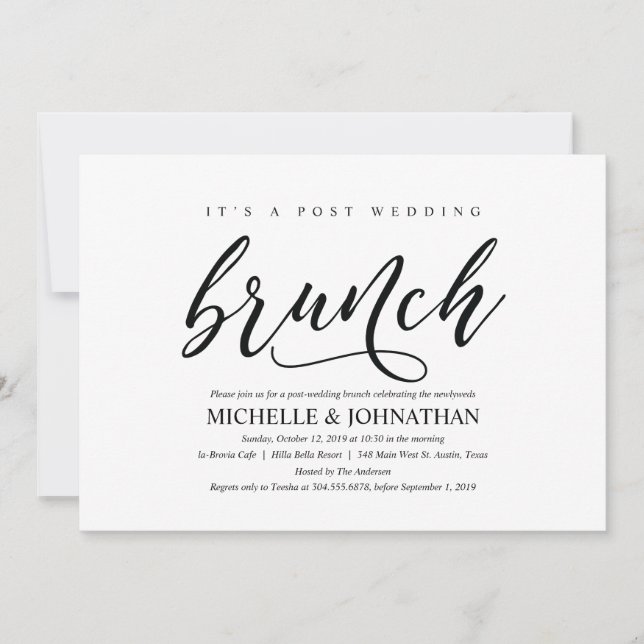 Elegant Rustic Post Wedding Brunch Invitation Card (Front)