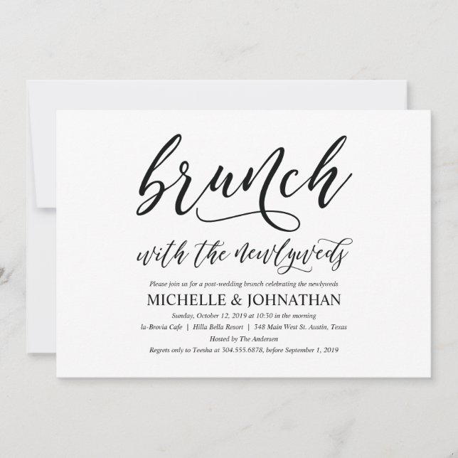 Elegant Rustic Post Wedding Brunch Invitation Card (Front)