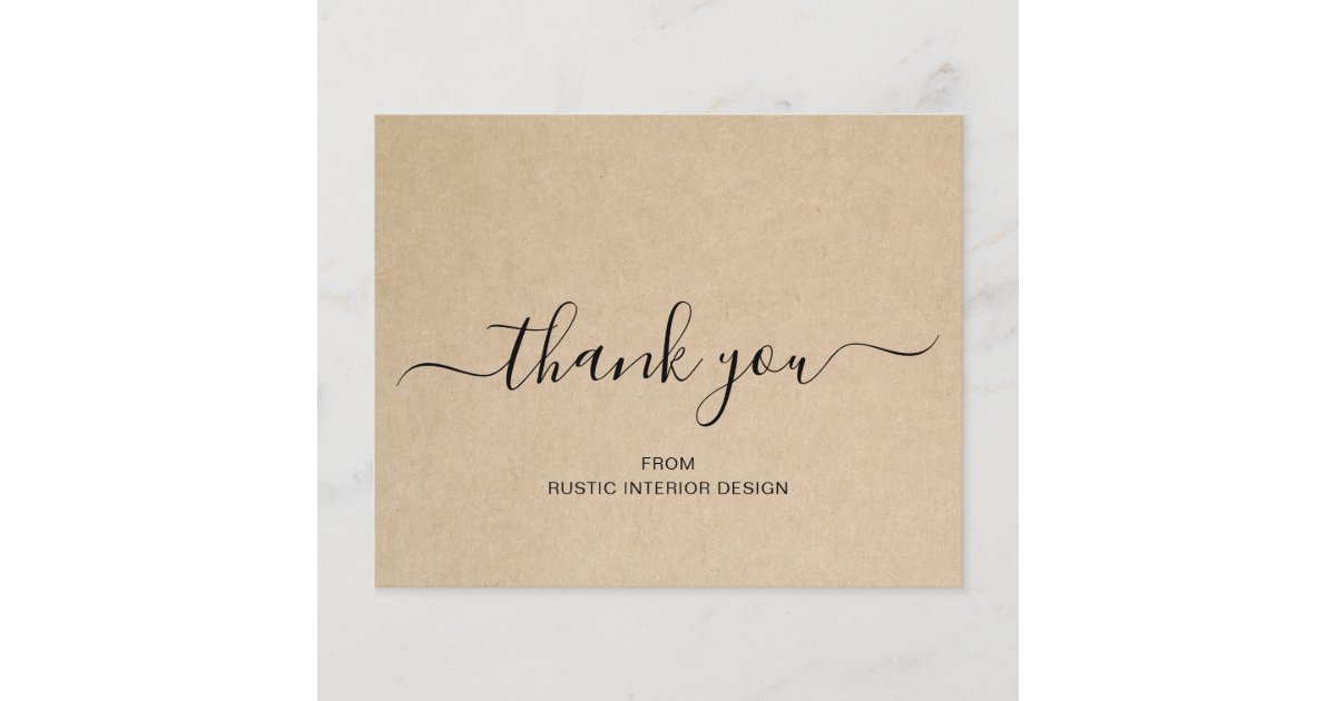 Elegant Rustic Professional Budget Thank You Card | Zazzle