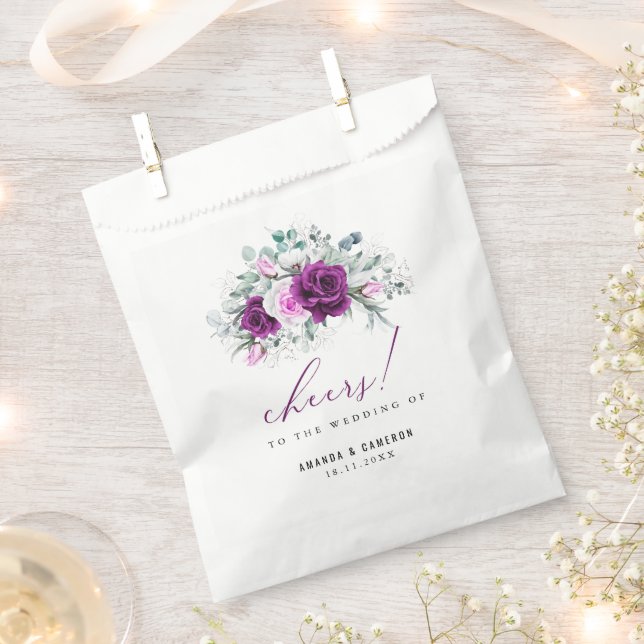 Elegant Rustic Purple Blush Geometric Wedding  Favor Bag (Clipped)