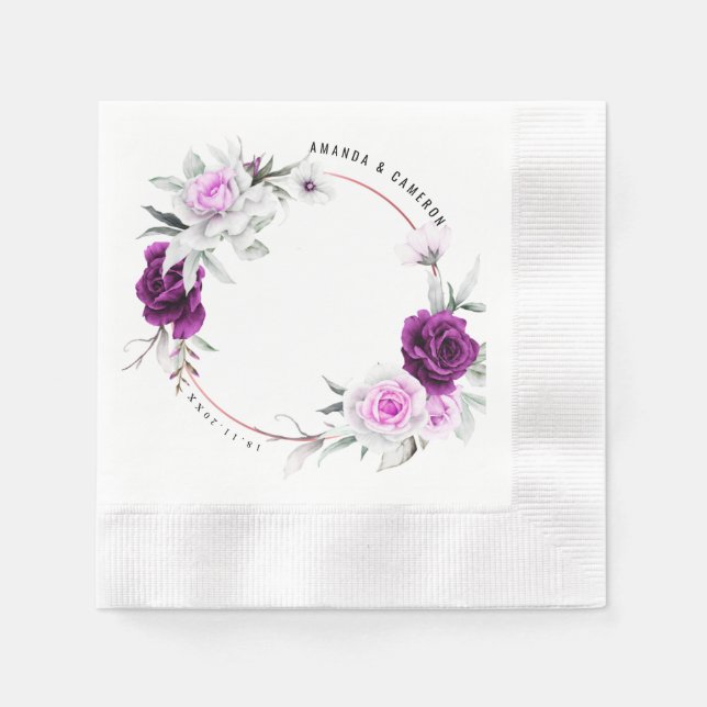 Elegant Rustic Purple Blush Geometric Wedding  Napkins (Front)