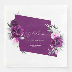 Elegant Rustic Purple Blush Geometric Wedding Paper Dinner Napkins