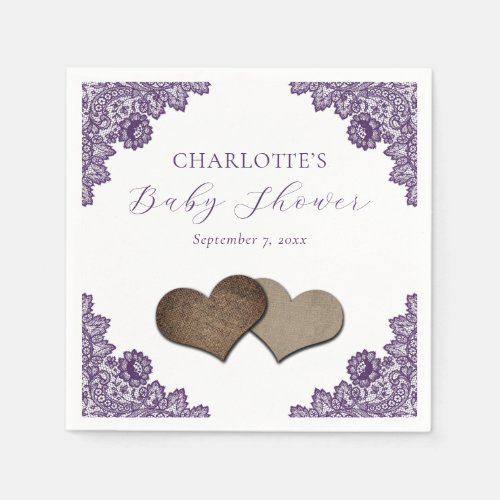 Elegant Rustic Purple Floral Lace Baby Shower