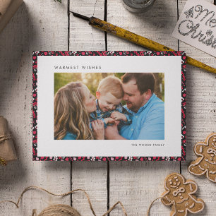 Elegant Rustic Red and Black Christmas Photo Holiday Card