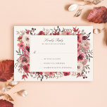 Elegant Rustic Red Floral Fall Wedding RSVP Card